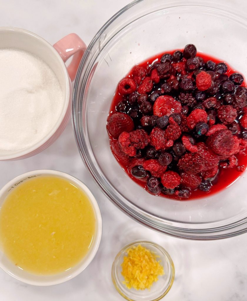 Ingredients for Triple Berry Lemonade.