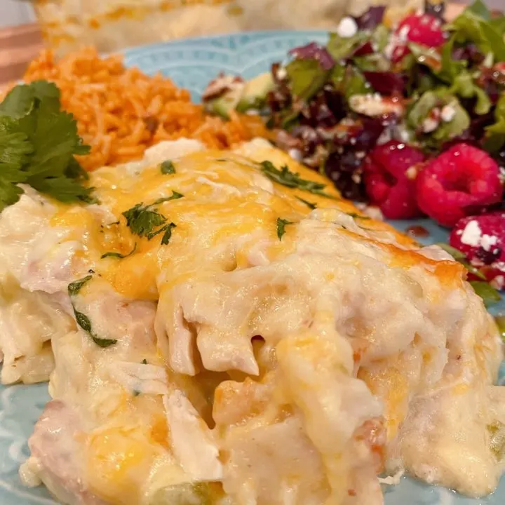 Chicken Tortilla Casserole on Serving Plate.