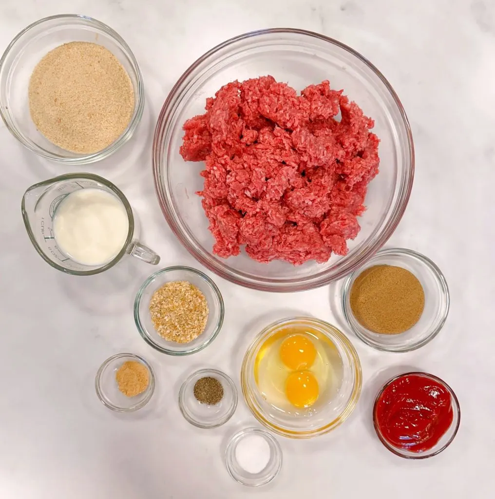 Ingredients for brown sugar meatloaf. 