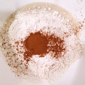 Flour and dry ingredients in a bowl,