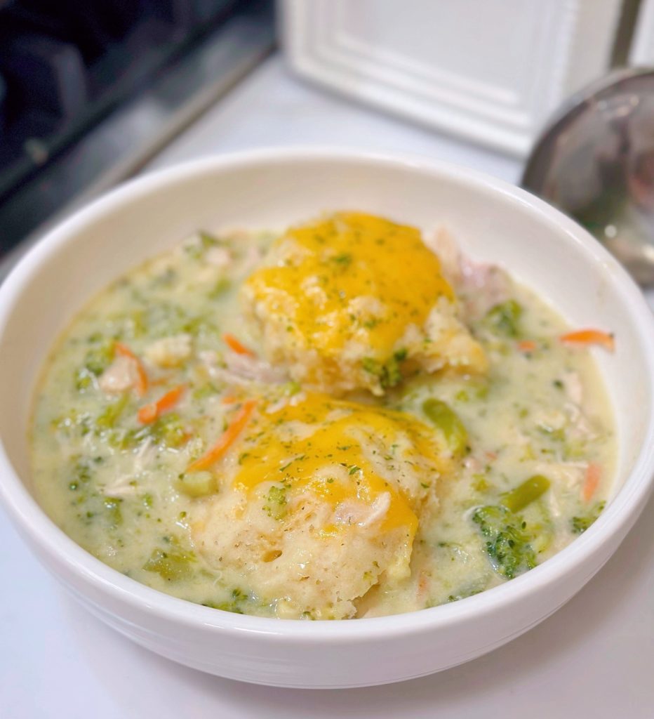 Chicken Broccoli Soup with Cheddar Biscuits