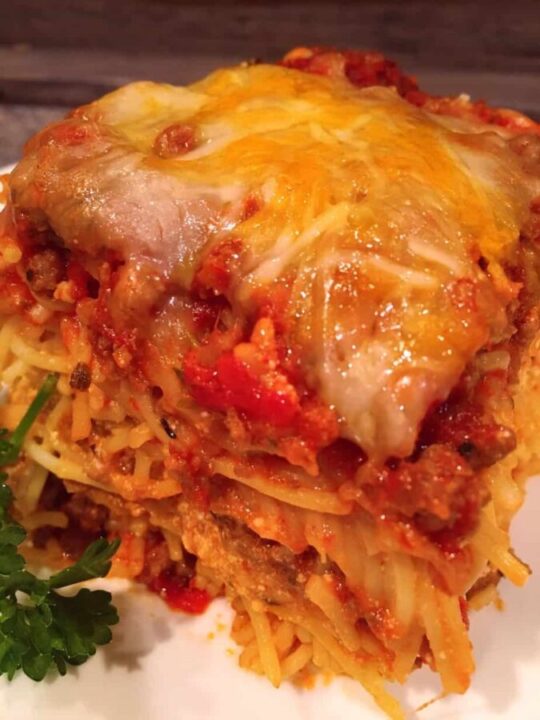 Meat Lovers Baked Spaghetti | Norine's Nest