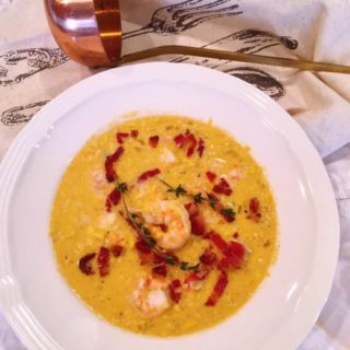 Bowl full of shrimp Bacon Corn Chowder