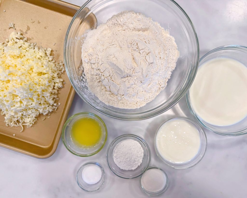 Ingredients for buttermilk biscuits.