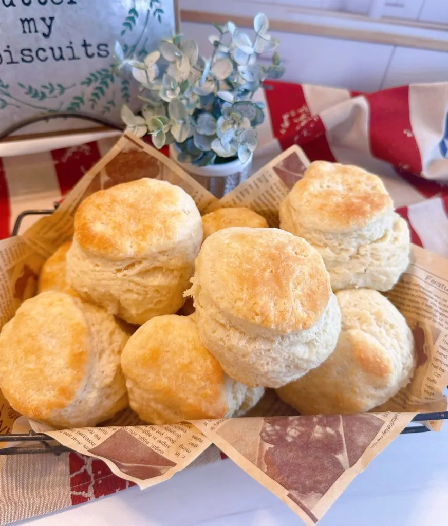 Basket full of biscuits.