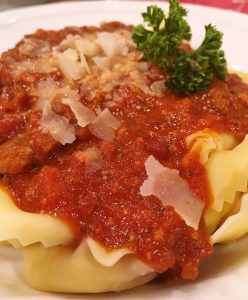 Plate full of Tortellini with Meat Sauce