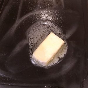 Butter melting in the pan