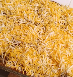 Cheese on top of casserole