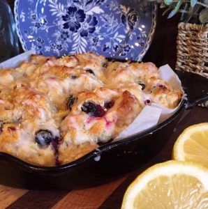 Pan full of blueberry muffins