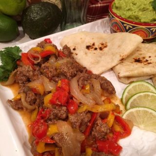 Platter full of Instant pot Beef Fajitas