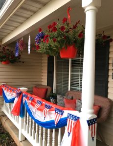 Memorial Day Front porch decorations. The Best Way to start a party off.