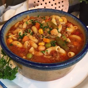 Vegetable Hamburger Pasta Soup