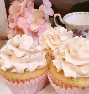 Beautiful frosted Vanilla cupcakes with buttercream frosting