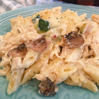 Chicken Zucchini Pasta Casserole on a plate