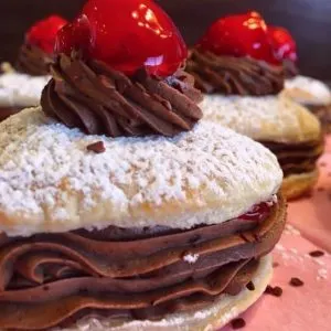 Chocolate Cherry Napoleons close up