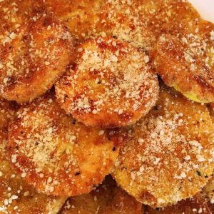 Pile of Oven Fried Squash on a plate