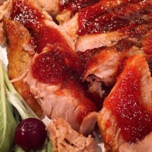 Pork Roast sliced with Cranberry Apricot Glaze