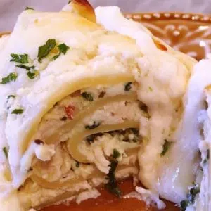 Spinach Chicken Alfredo Lasagna Roll Ups