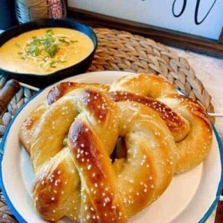 Soft Pretzels and Salsa Verde Cheese Sauce