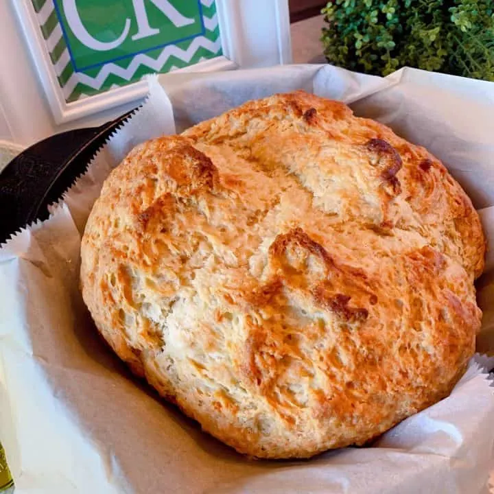 Traditional Irish Soda Bread in a basket.