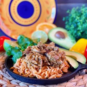 Slow Cooker Cuban Pork on top of rice