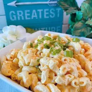 Traditional Hawaiian Pasta Salad in a serving bowl