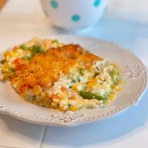 Tater Tot Chicken Pot Pie serving on a plate