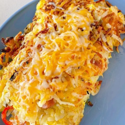 Loaded Grilled Hash Brown Omelet