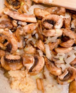 Sauteed Mushrooms and Onions in large skillet.