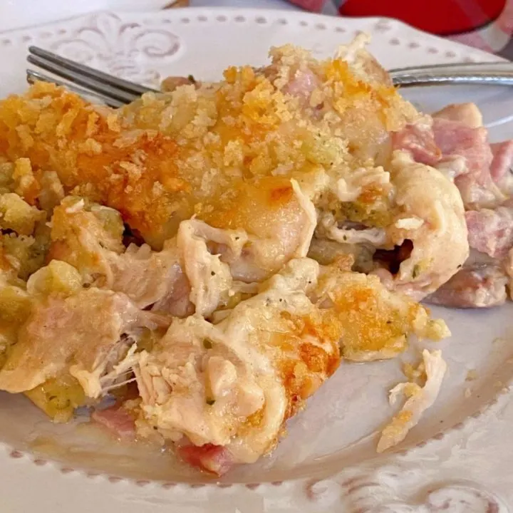 Serving of Chicken Cordon Bleu Casserole.