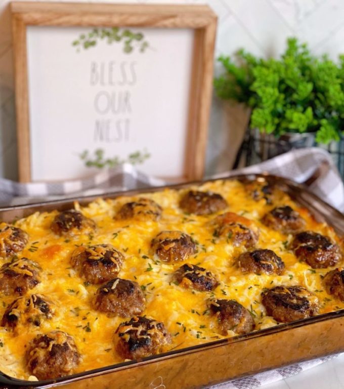 Cheesy Meatball Hash Brown Bake 2022-9 | Norine's Nest