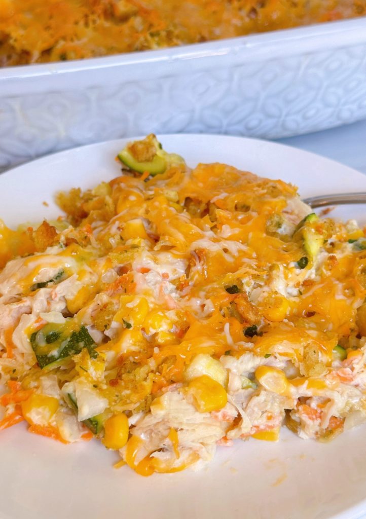 Serving of Chicken Zucchini Casserole.