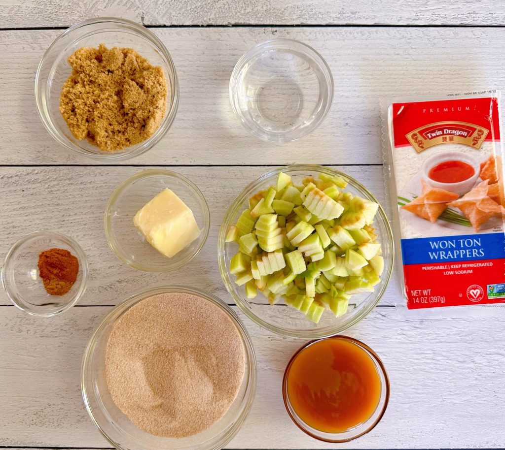 Ingredients for apple pie wontons