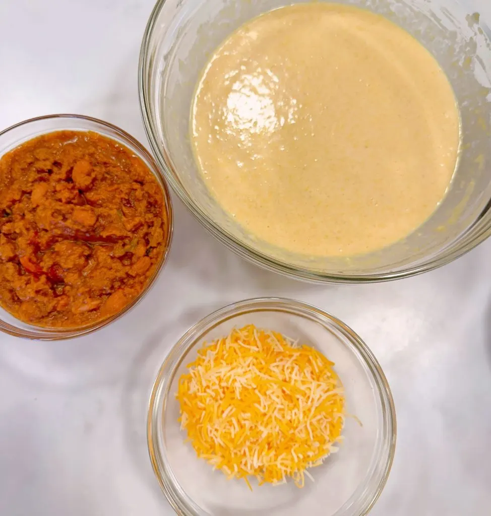 Ingredients for stuffed cornbread waffles.