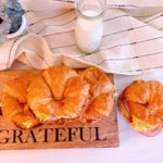 Overhead photo of croissant breakfast sandwiches.