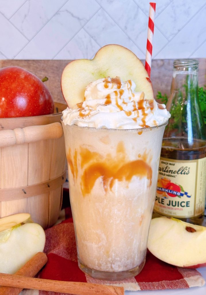 Best Caramel Apple Cider Float with  Apple slice.