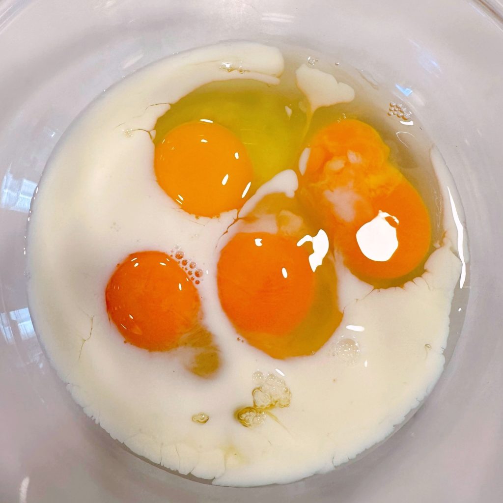 Wet ingredients in a bowl.