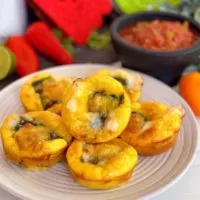 Chile Relleno Muffins piled high on a plate.