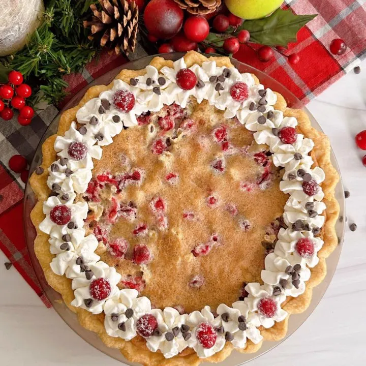 Whole Cranberry Chocolate Walnut Pie.