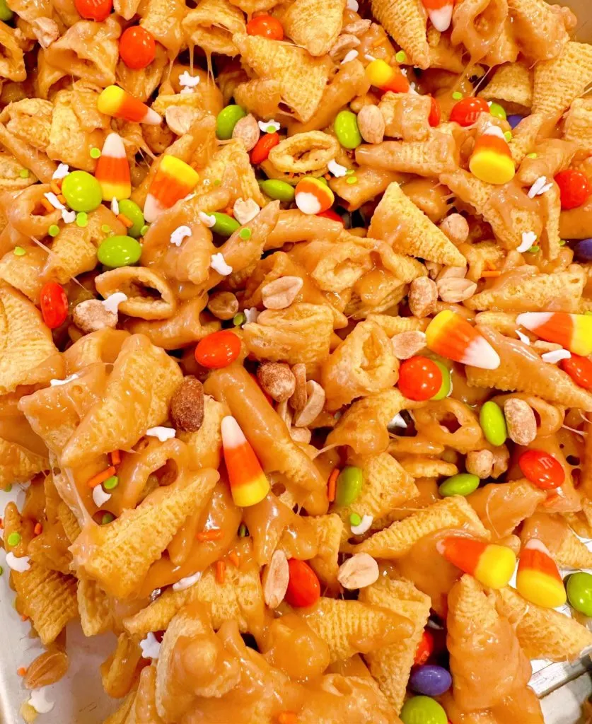 Bugles mix with sprinkles and candies on top.