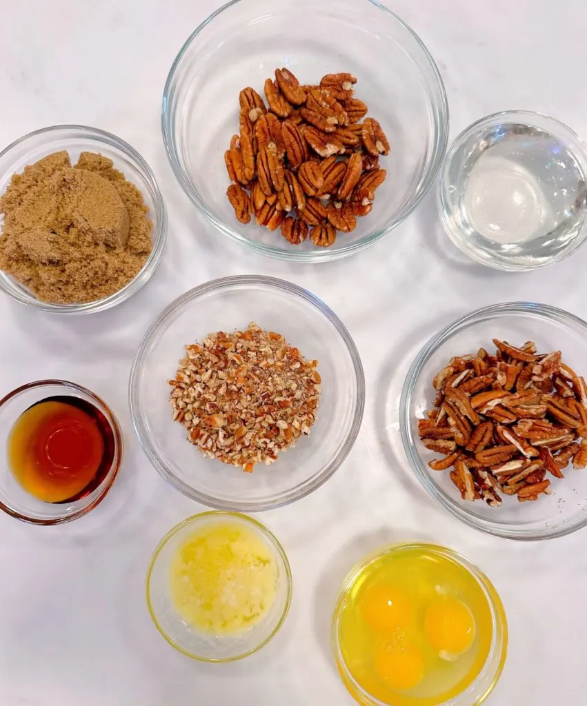 Ingredients for the BEST pecan pie.