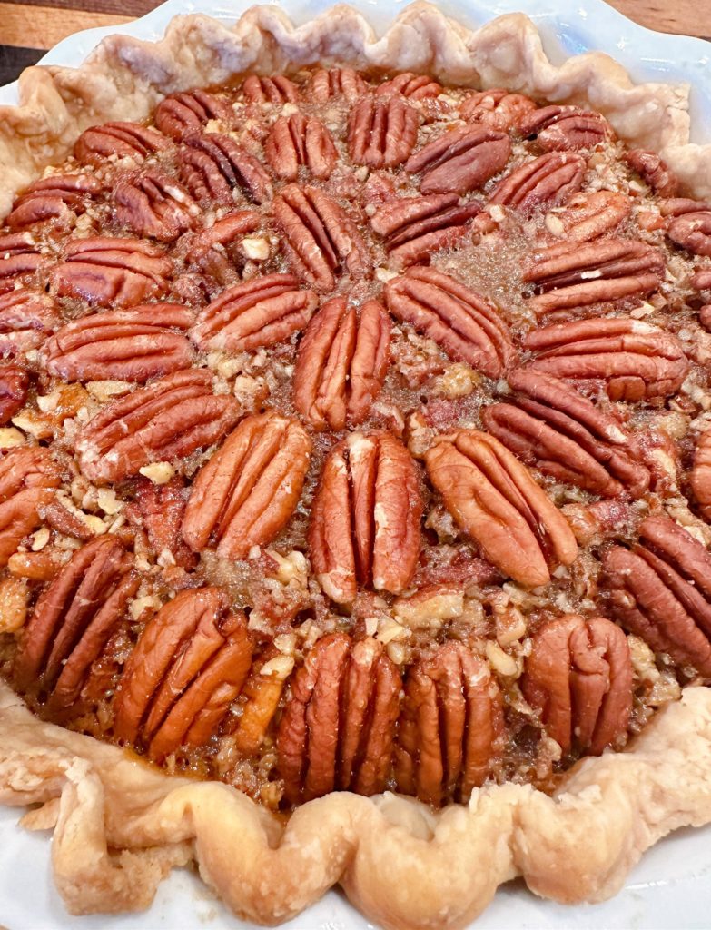 Pecan Pie out of the oven.