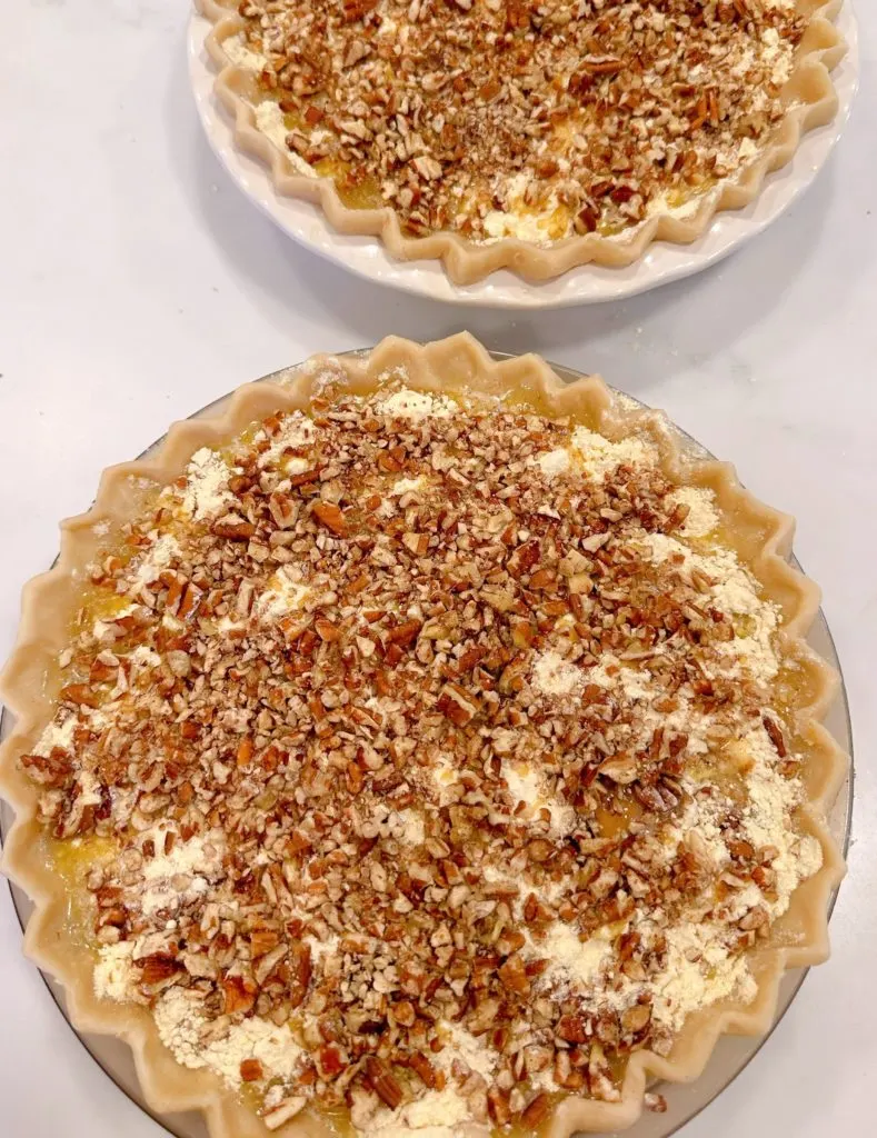 Pies ready to go into the oven.