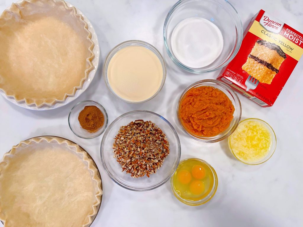 Pumpkin Crunch Pie Ingredients.