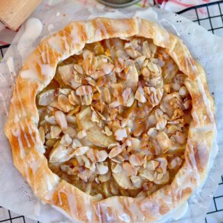 Apple Almond Galette on a cooling rack.