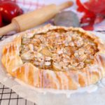 Easy Apple Almond Galette with icing drizzled over the top.