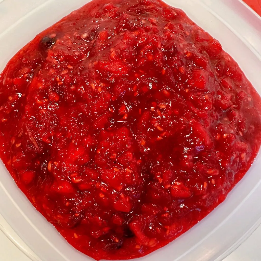 Cranberry Chutney in a food storage container.