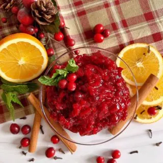 Chutney Pear and Cranberry sauce. Perfect for the Holiday dinner table.