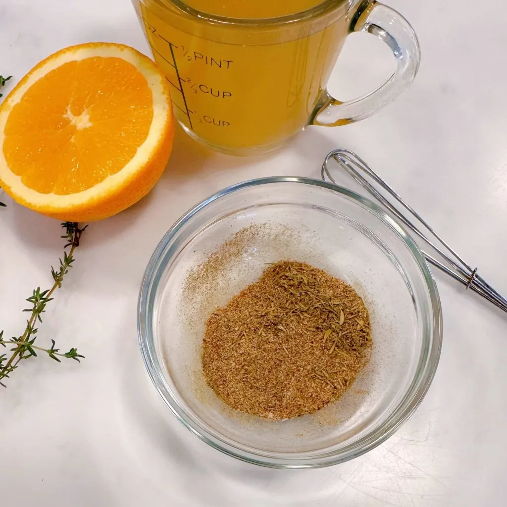 Seasonings mixed in  a small bowl.