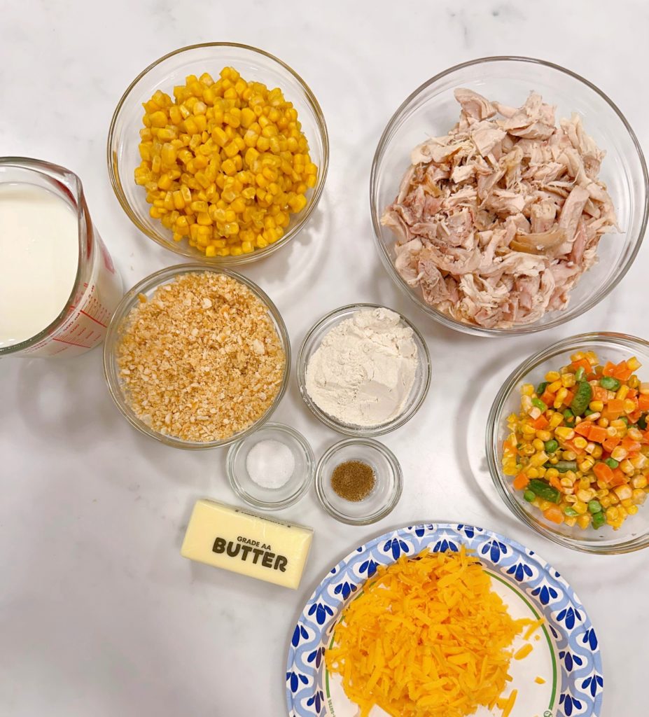 Ingredients for Amish Chicken Casserole.